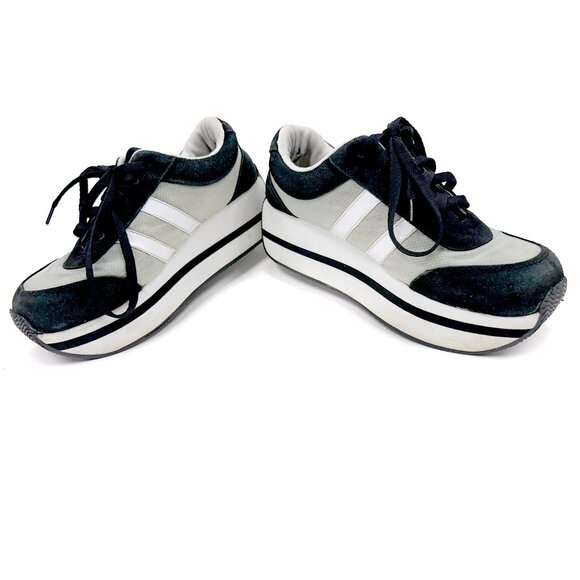 Vintage Y2K Grunge Womens 8.5 Distressed Suede Leather Platform Shoes Sneakers - Picture 6 of 13